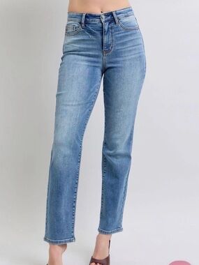 Judy Blue high tide vintage wash thermal Straight Leg Jeans